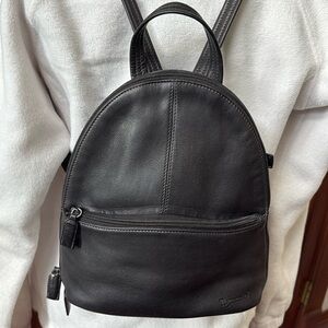 Tignanello backpack  mini backpack leather  black  2 exterior zipper pockets EUC
